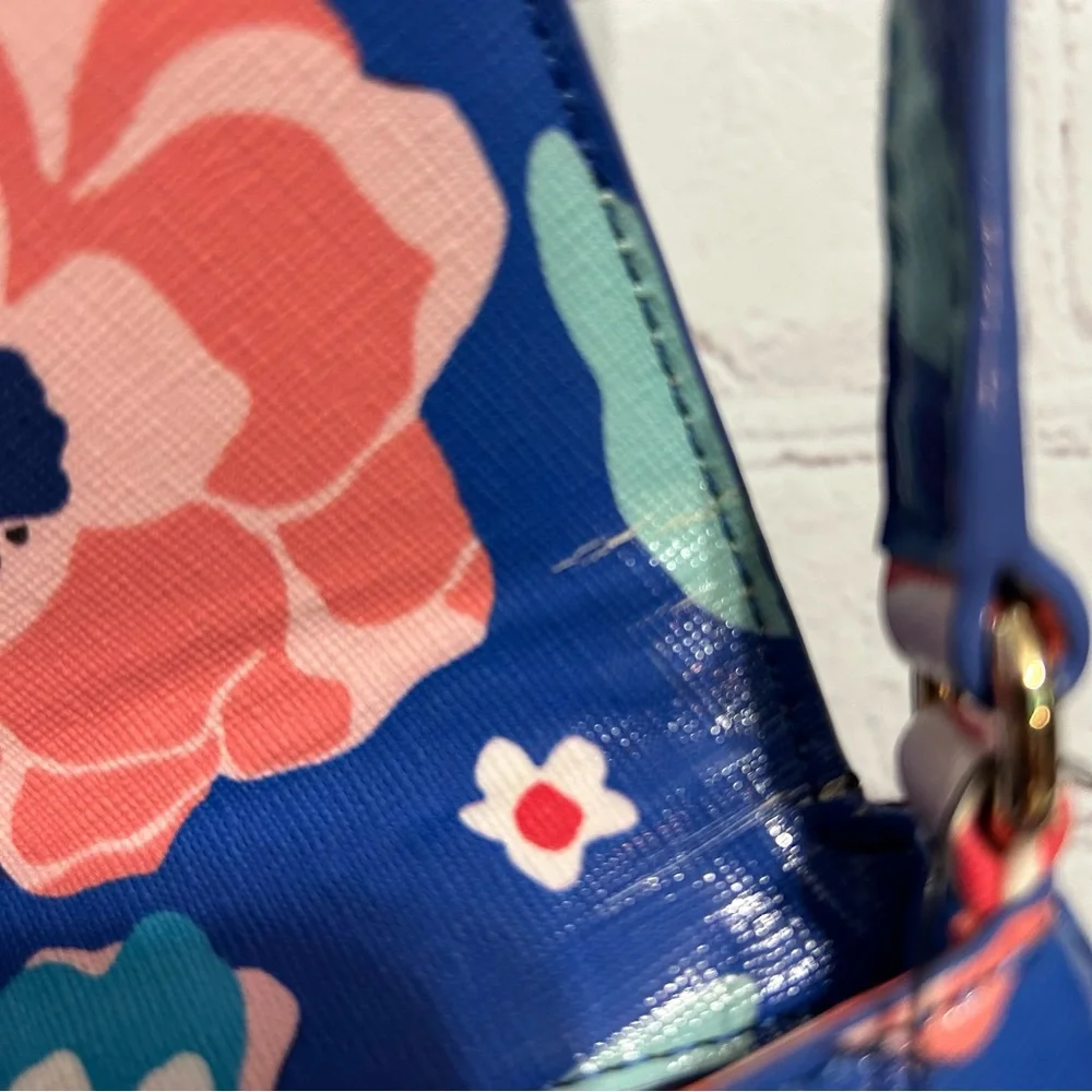 kate spade Blue Floral Crossbody Bag with Pink, Red and White Accents - Picture 8 of 8
